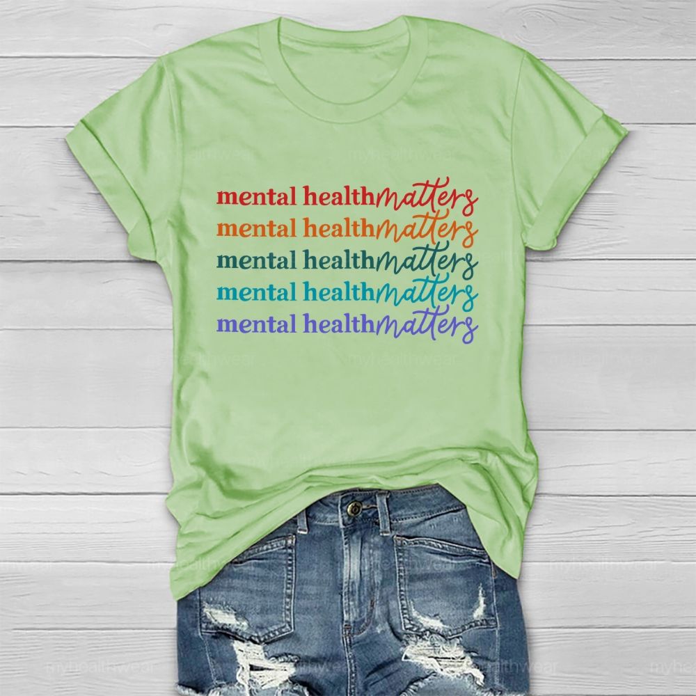 Mental Health Matters Colorful Letters Graphic Healthwear T-shirt