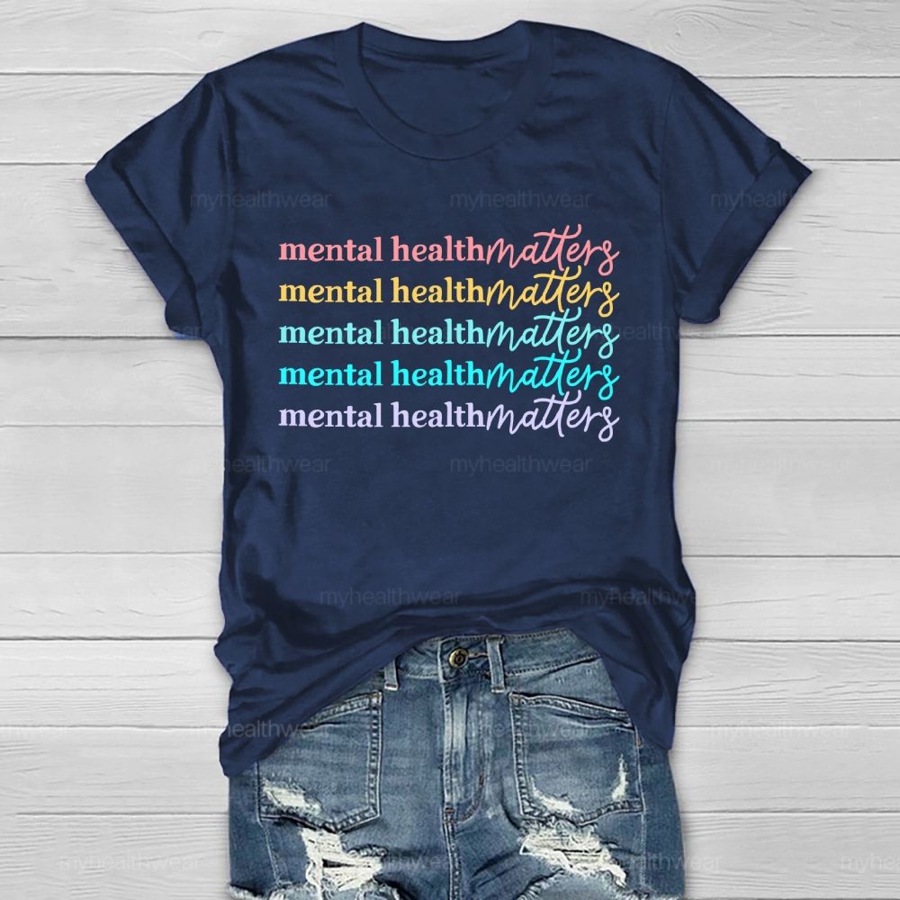Mental Health Matters Colorful Letters Graphic Healthwear T-shirt