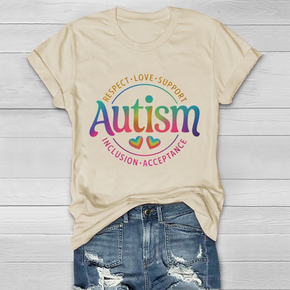 Autism Respect Love Support Inclusion Acceptance Pattern Healthwear T-shirt
