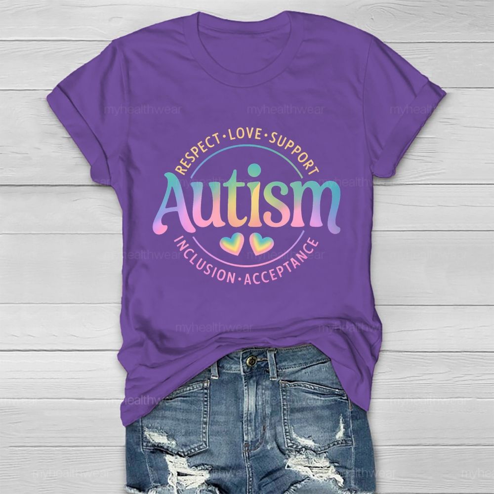 Autism Respect Love Support Inclusion Acceptance Pattern Healthwear T-shirt