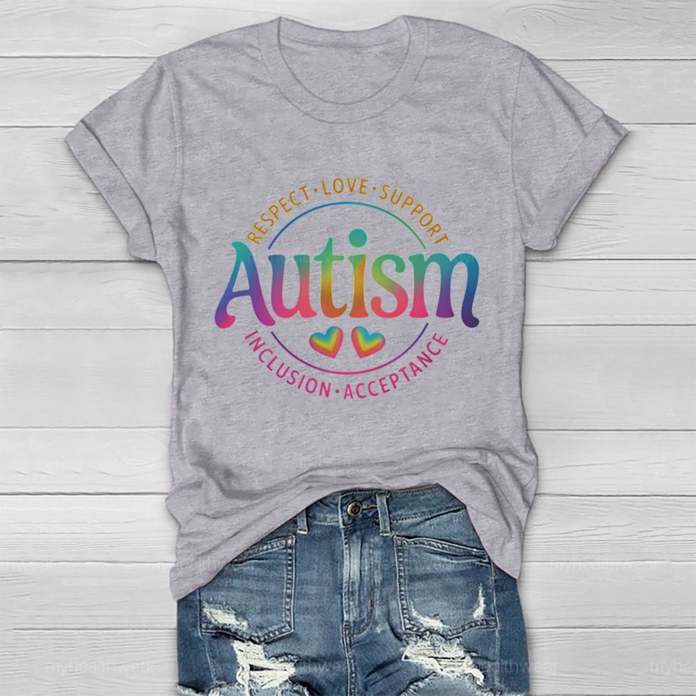 Autism Respect Love Support Inclusion Acceptance Pattern Healthwear T-shirt