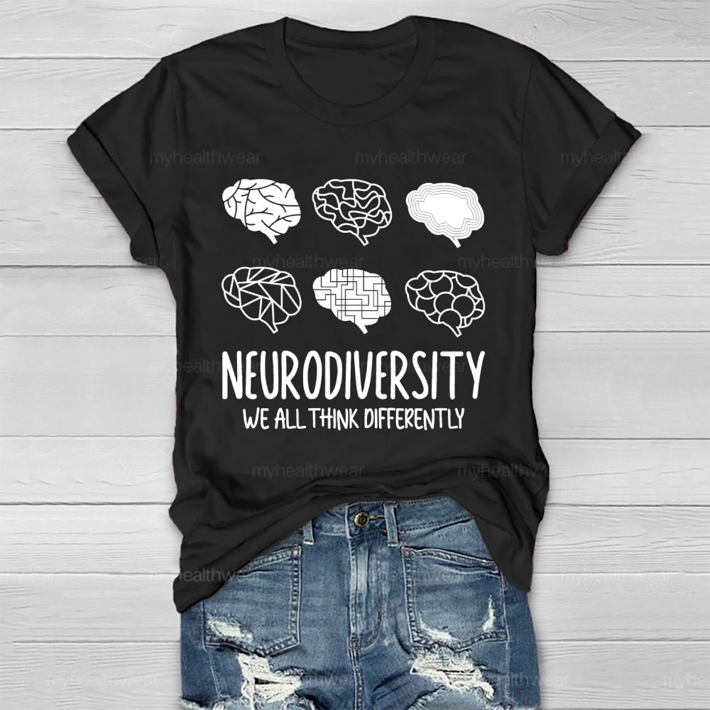 Neurodiversity We All Think Differently Pattern Healthwear T-shirt