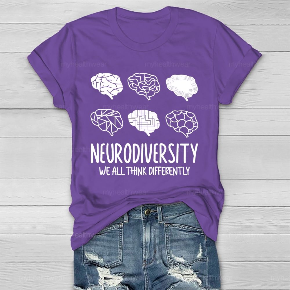 Neurodiversity We All Think Differently Pattern Healthwear T-shirt
