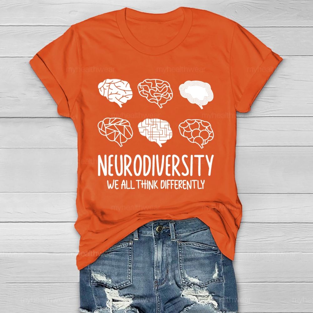 Neurodiversity We All Think Differently Pattern Healthwear T-shirt
