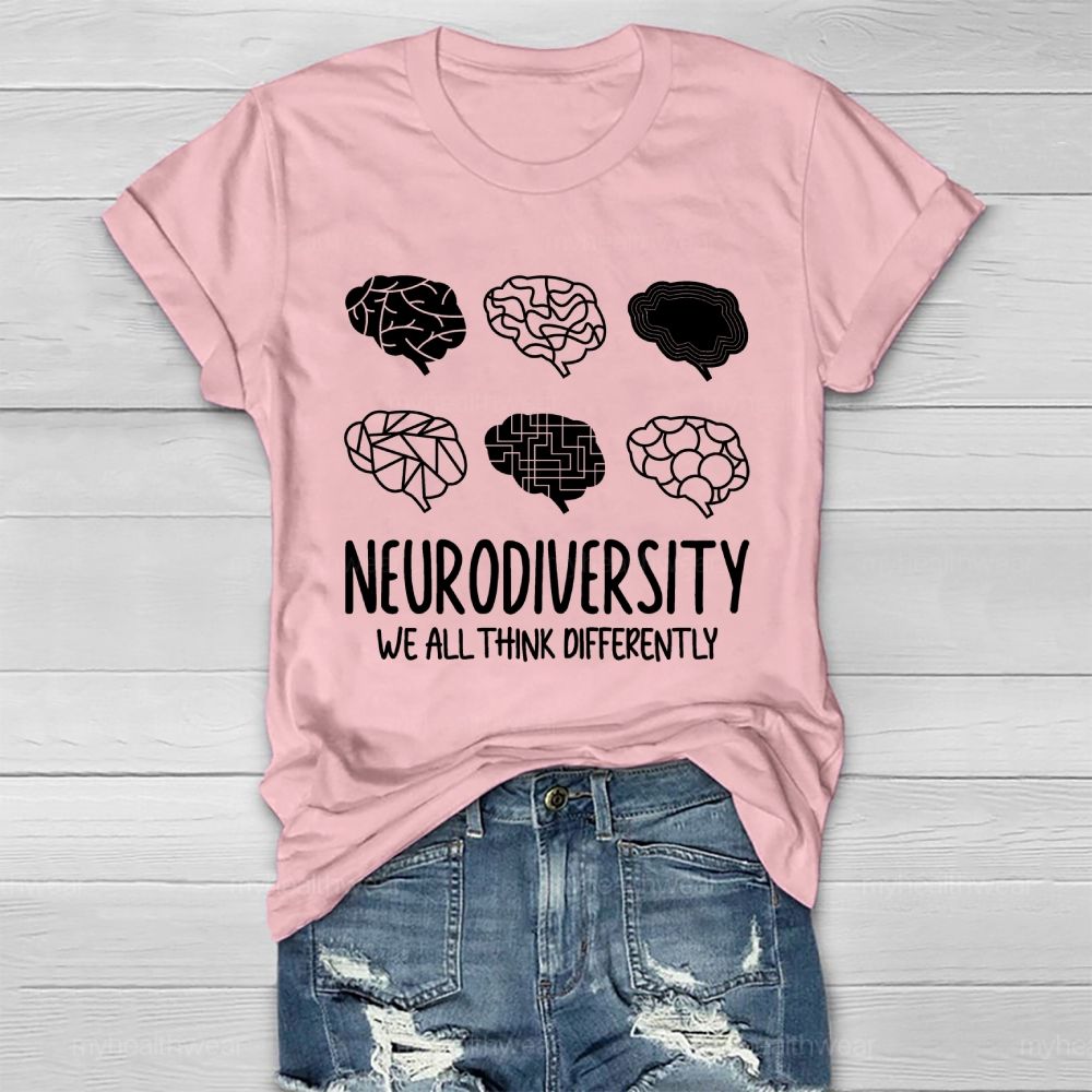 Neurodiversity We All Think Differently Pattern Healthwear T-shirt
