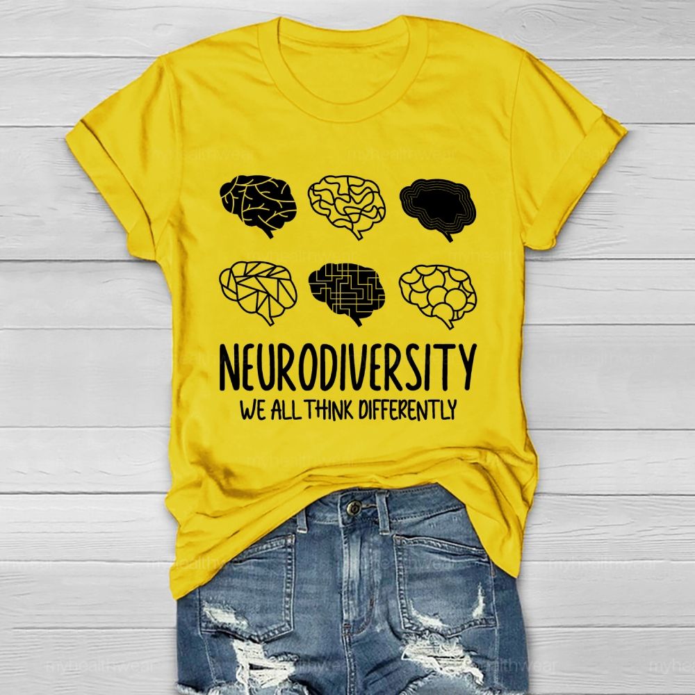 Neurodiversity We All Think Differently Pattern Healthwear T-shirt