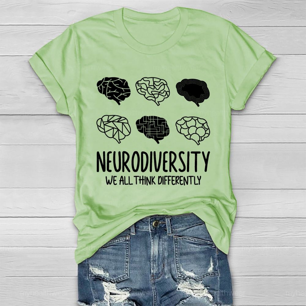 Neurodiversity We All Think Differently Pattern Healthwear T-shirt