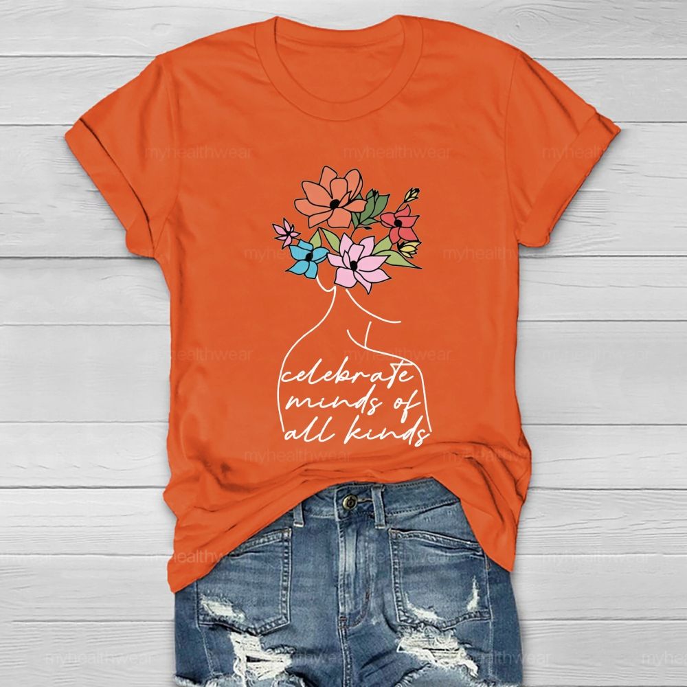 Celebrate Minds Of All Kinds Floral Healthwear T-Shirt