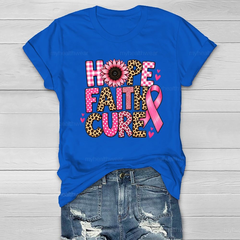Hope Faith Cure Pink Flower Leopard Healthwear T-shirt