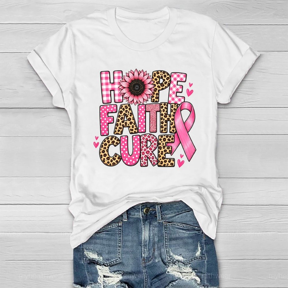 Hope Faith Cure Pink Flower Leopard Healthwear T-shirt