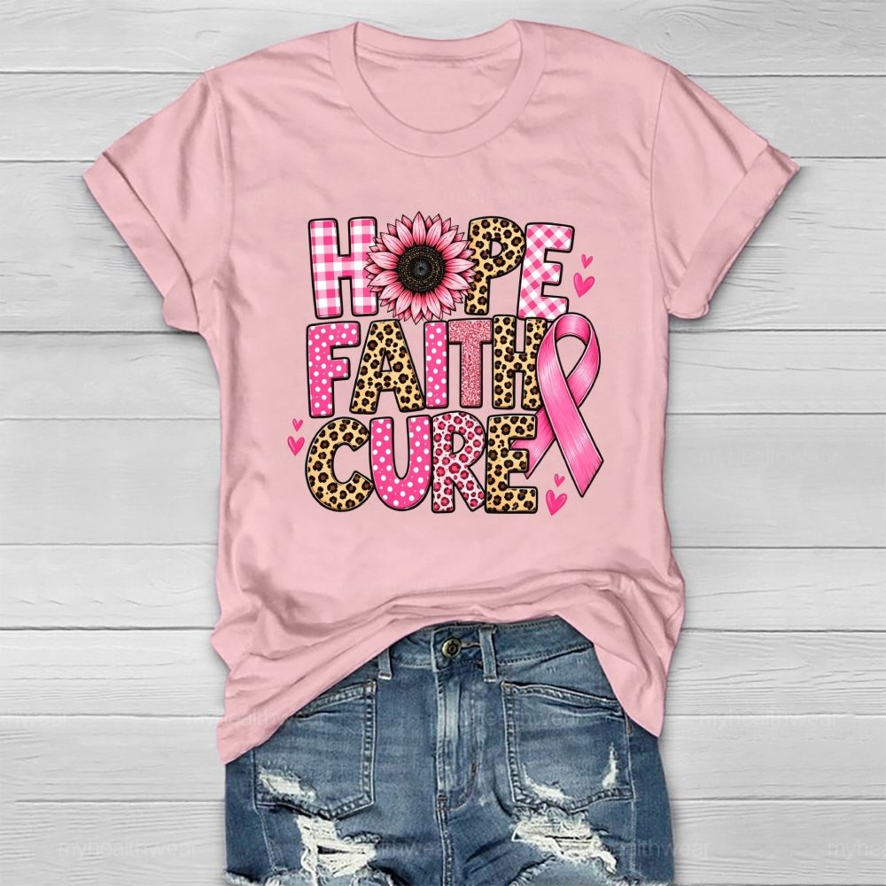 Hope Faith Cure Pink Flower Leopard Healthwear T-shirt