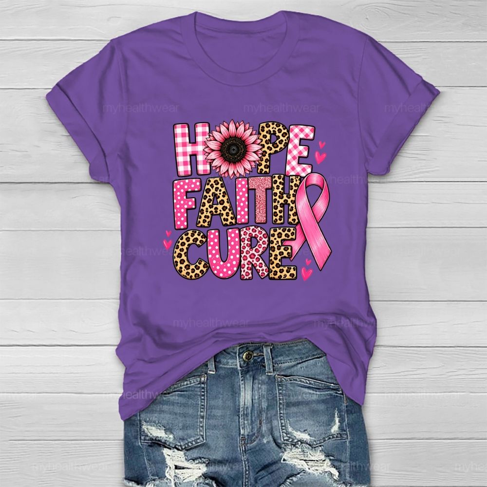 Hope Faith Cure Pink Flower Leopard Healthwear T-shirt