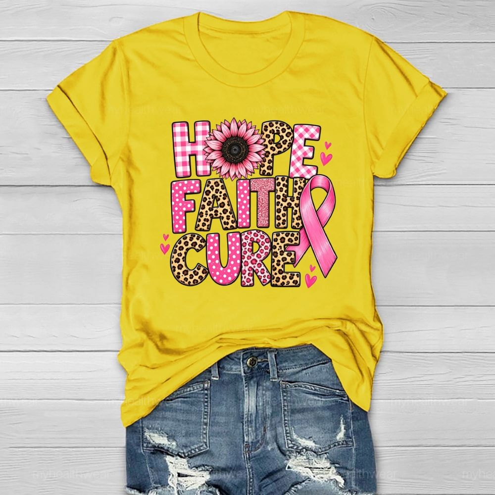 Hope Faith Cure Pink Flower Leopard Healthwear T-shirt