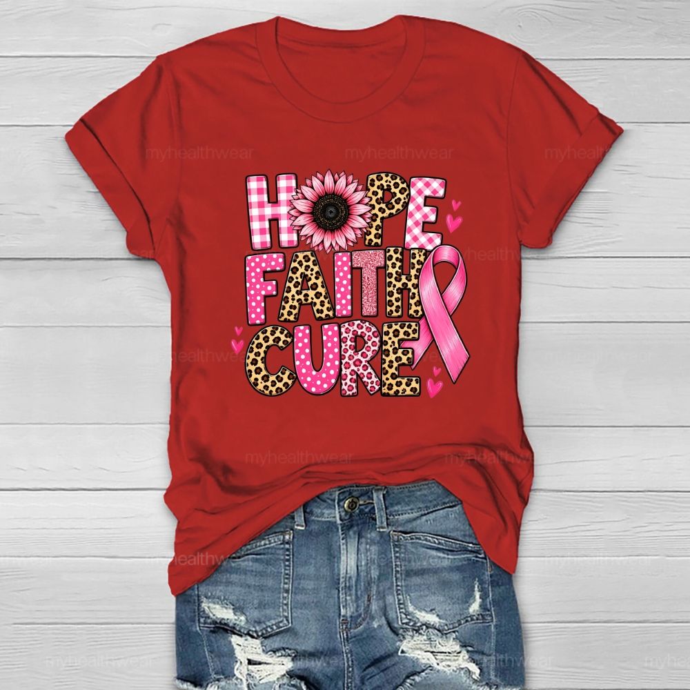 Hope Faith Cure Pink Flower Leopard Healthwear T-shirt