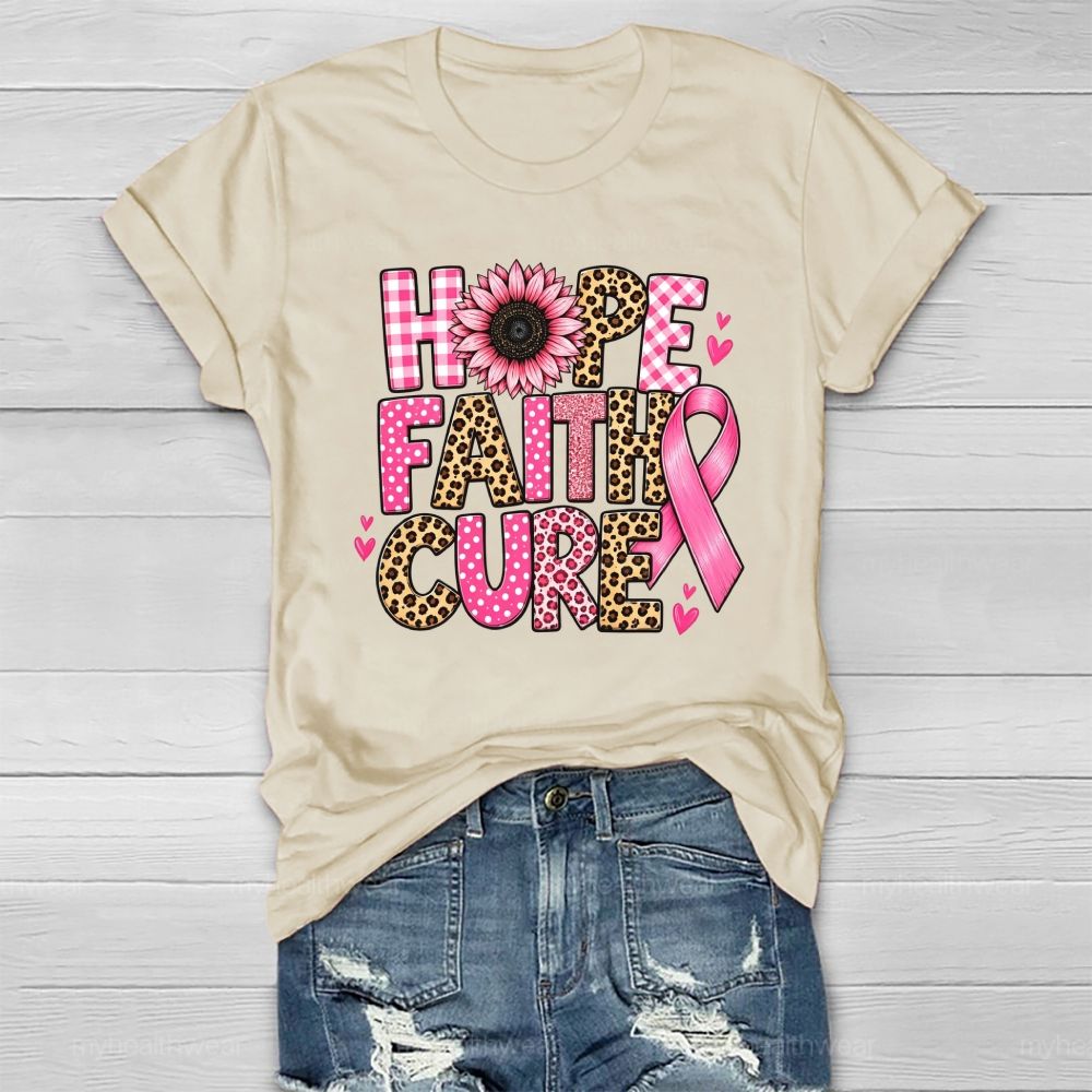 Hope Faith Cure Pink Flower Leopard Healthwear T-shirt