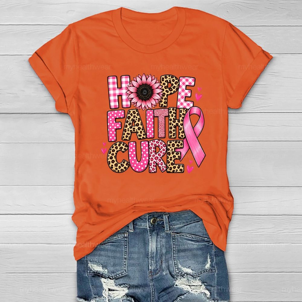 Hope Faith Cure Pink Flower Leopard Healthwear T-shirt