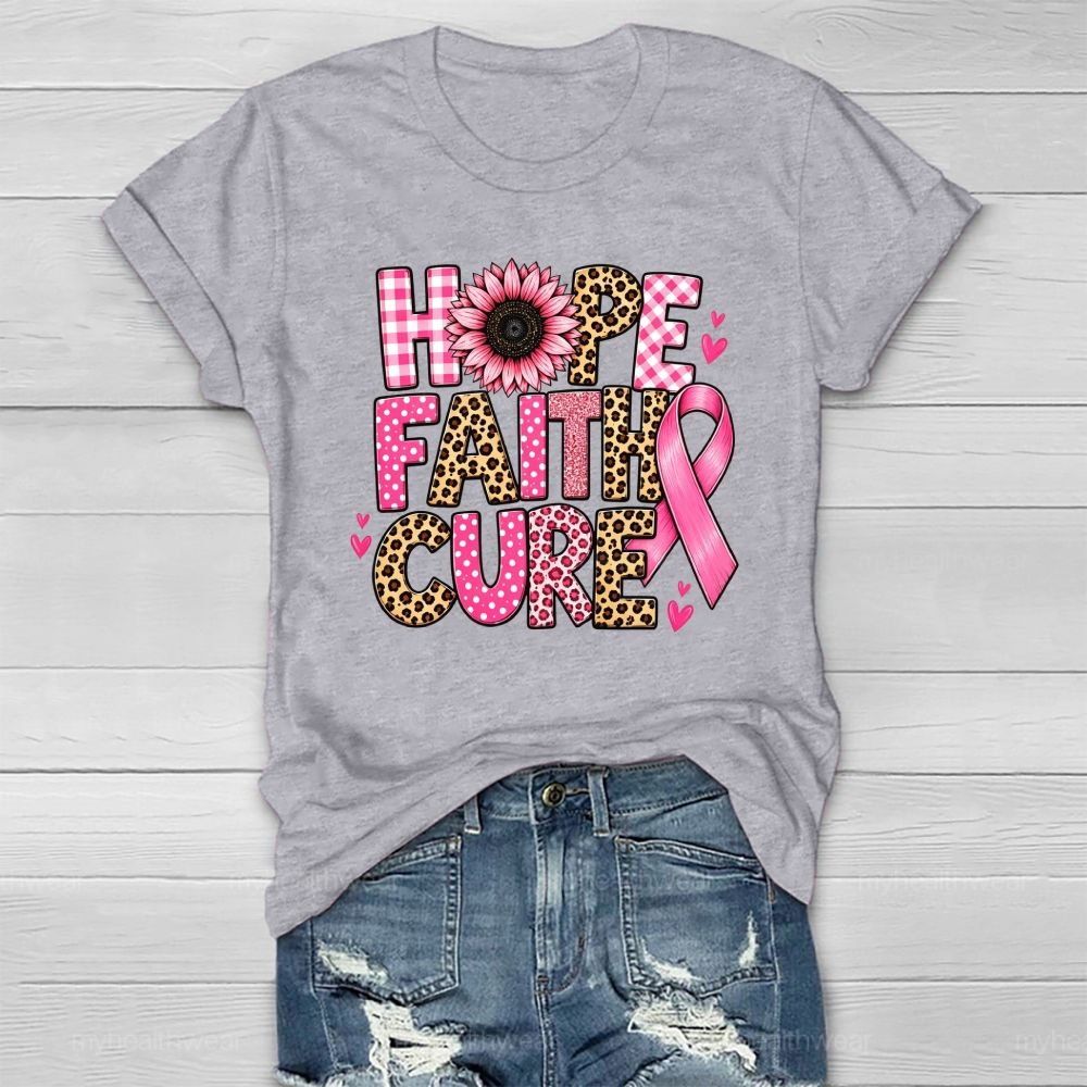 Hope Faith Cure Pink Flower Leopard Healthwear T-shirt