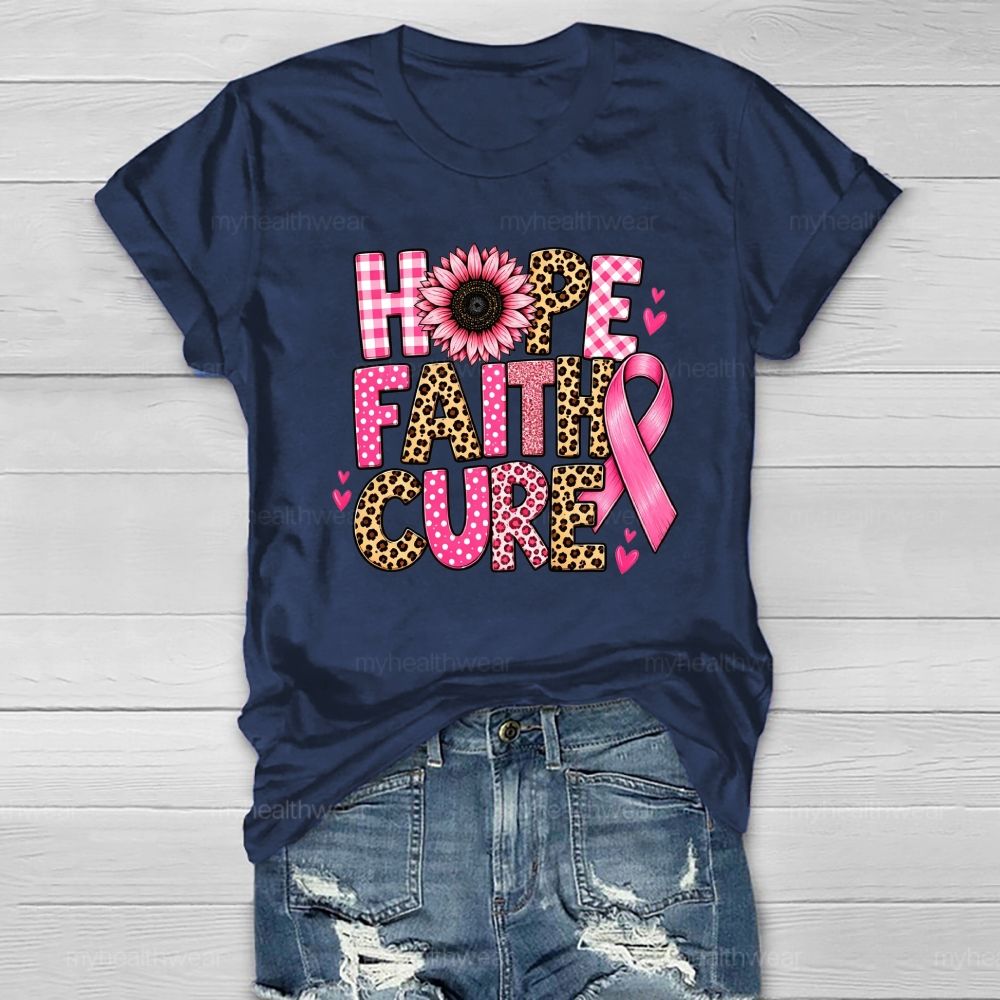 Hope Faith Cure Pink Flower Leopard Healthwear T-shirt