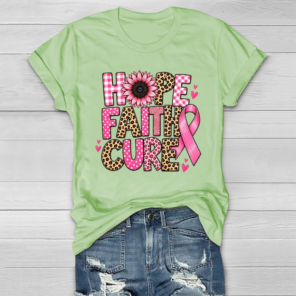 Hope Faith Cure Pink Flower Leopard Healthwear T-shirt