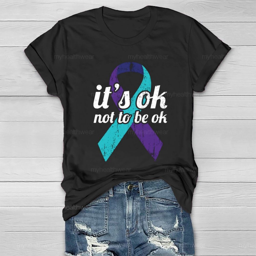 It'S Ok Not To Be Ok Blue Purple Ribbon Healthwear T-Shirt