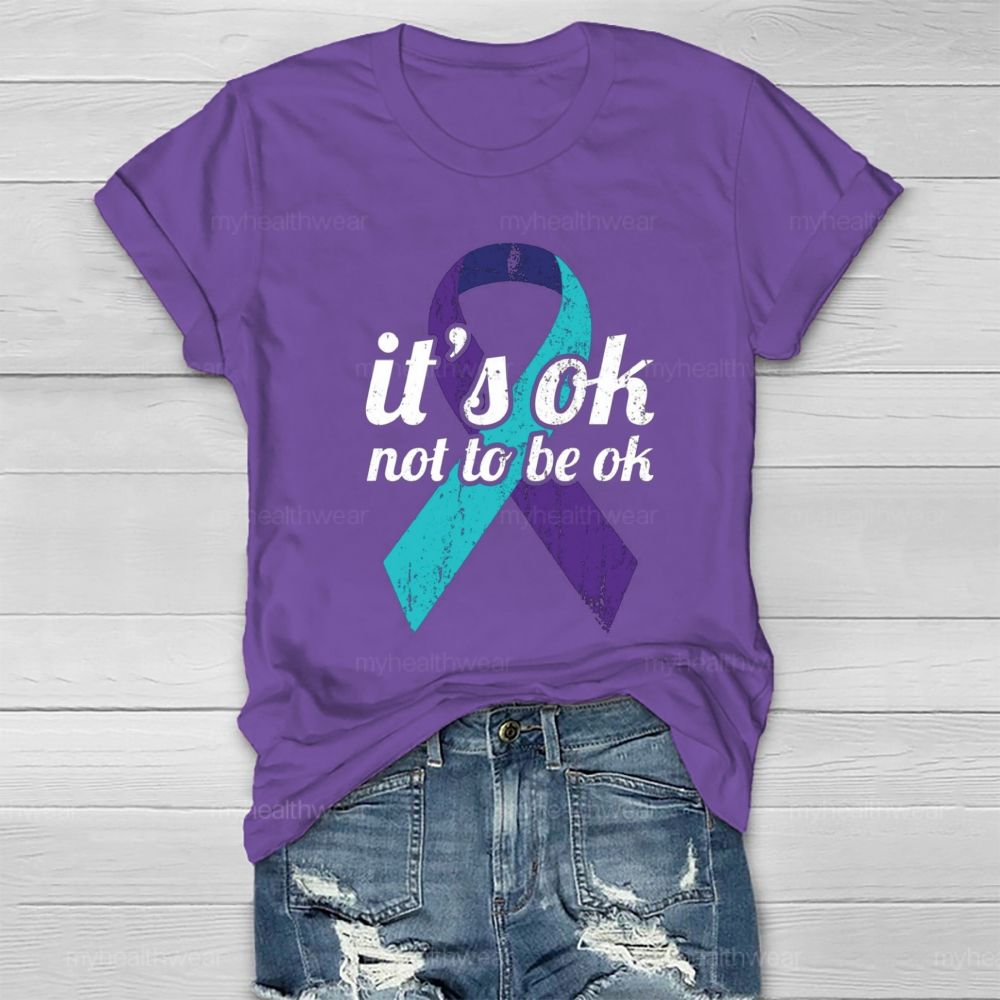 It'S Ok Not To Be Ok Blue Purple Ribbon Healthwear T-Shirt