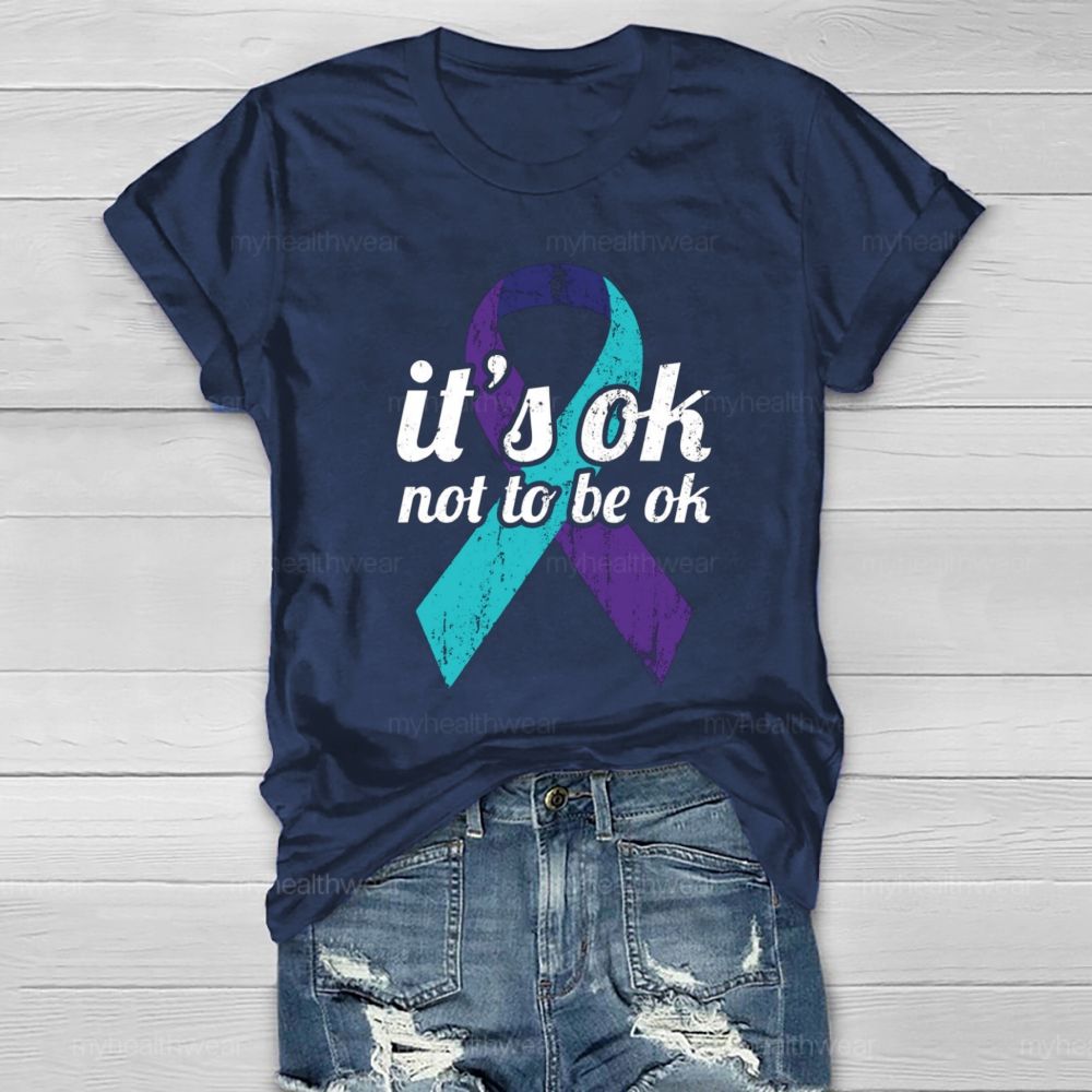 It'S Ok Not To Be Ok Blue Purple Ribbon Healthwear T-Shirt