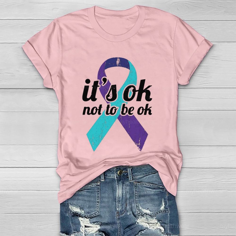 It'S Ok Not To Be Ok Blue Purple Ribbon Healthwear T-Shirt
