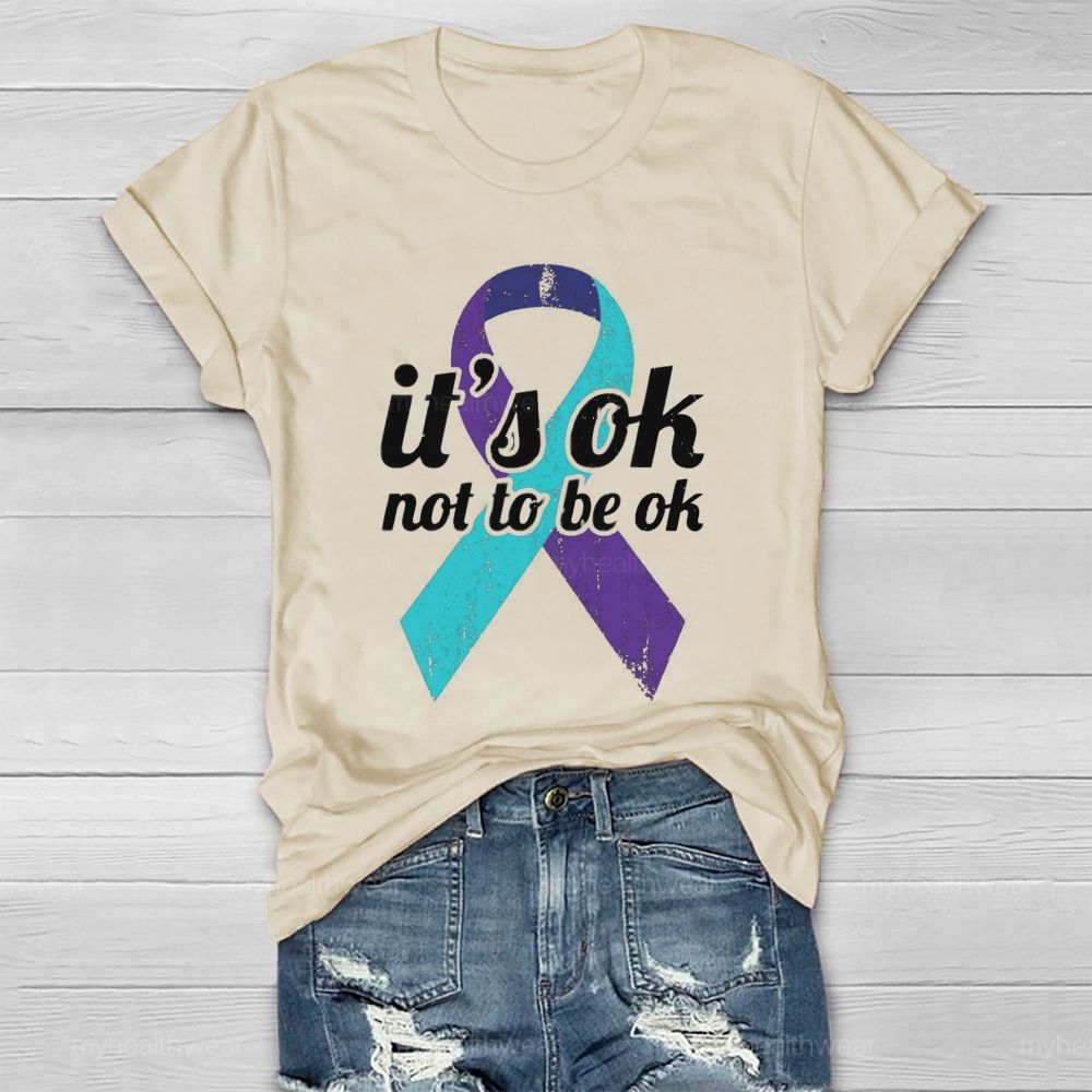 It'S Ok Not To Be Ok Blue Purple Ribbon Healthwear T-Shirt