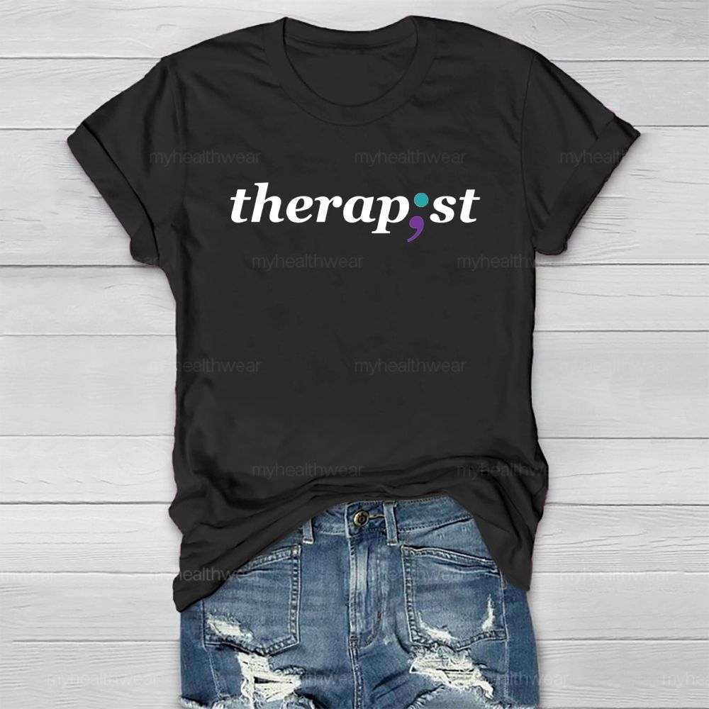 Therapist Blue Purple Comma Healthwear T-shirt