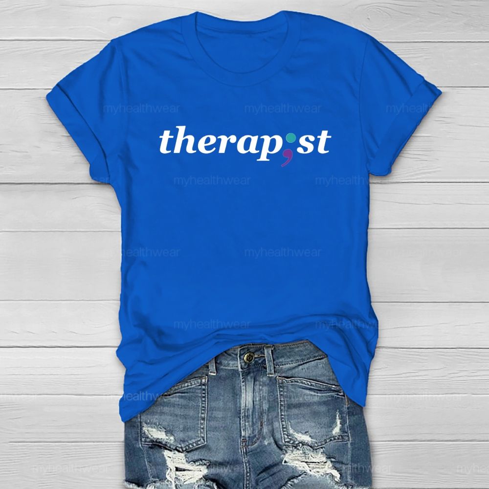 Therapist Blue Purple Comma Healthwear T-shirt