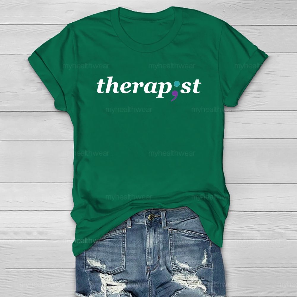 Therapist Blue Purple Comma Healthwear T-shirt