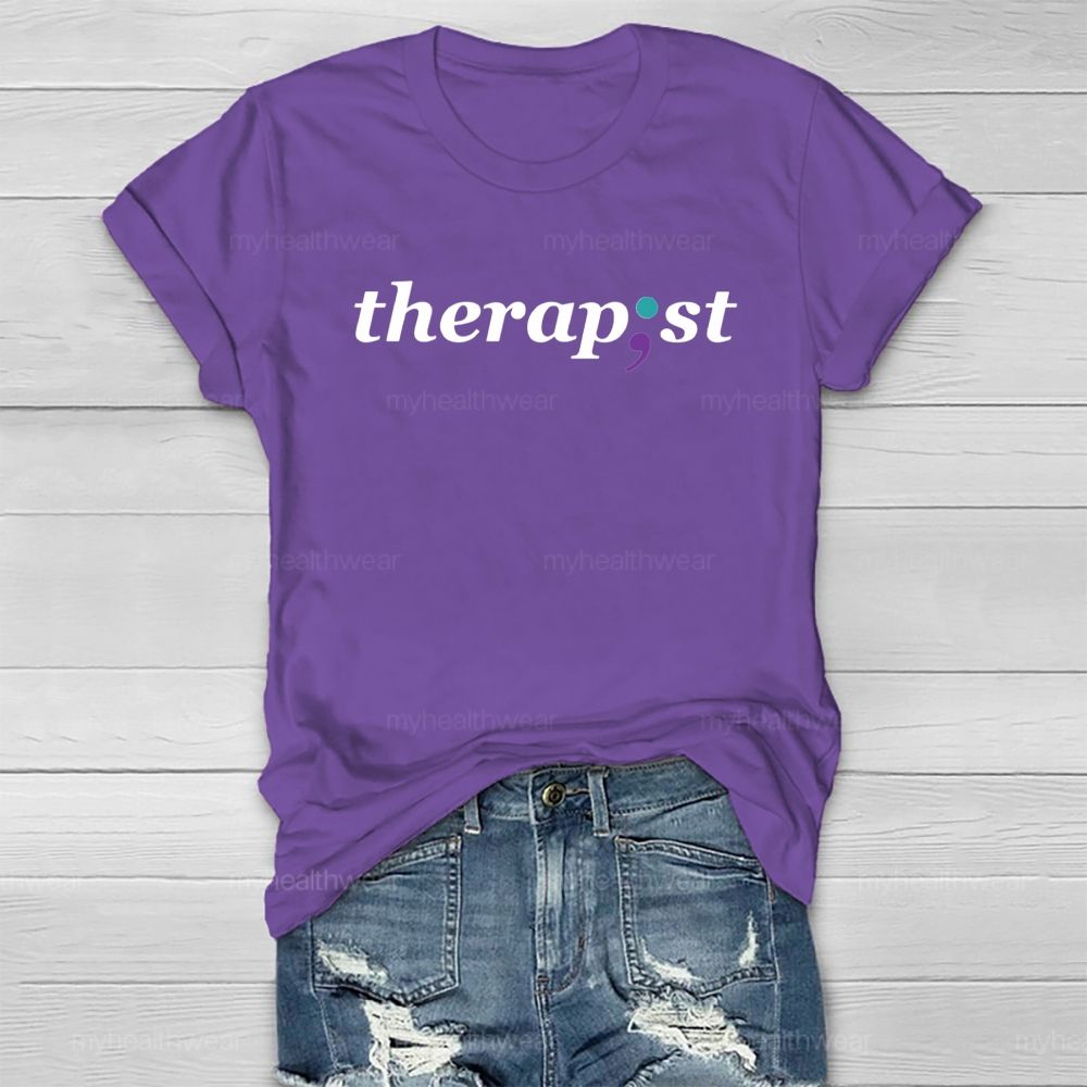 Therapist Blue Purple Comma Healthwear T-shirt