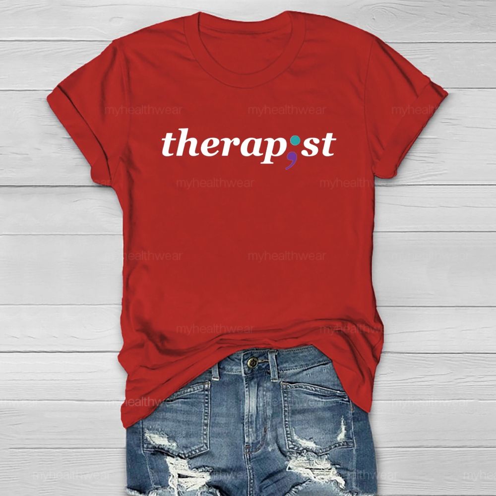 Therapist Blue Purple Comma Healthwear T-shirt