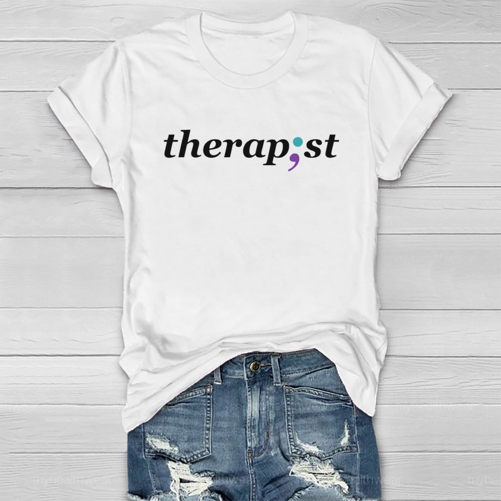 Therapist Blue Purple Comma Healthwear T-shirt