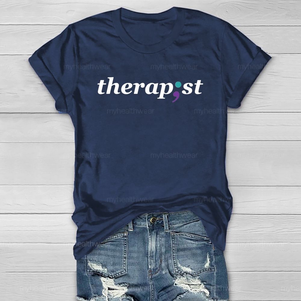 Therapist Blue Purple Comma Healthwear T-shirt