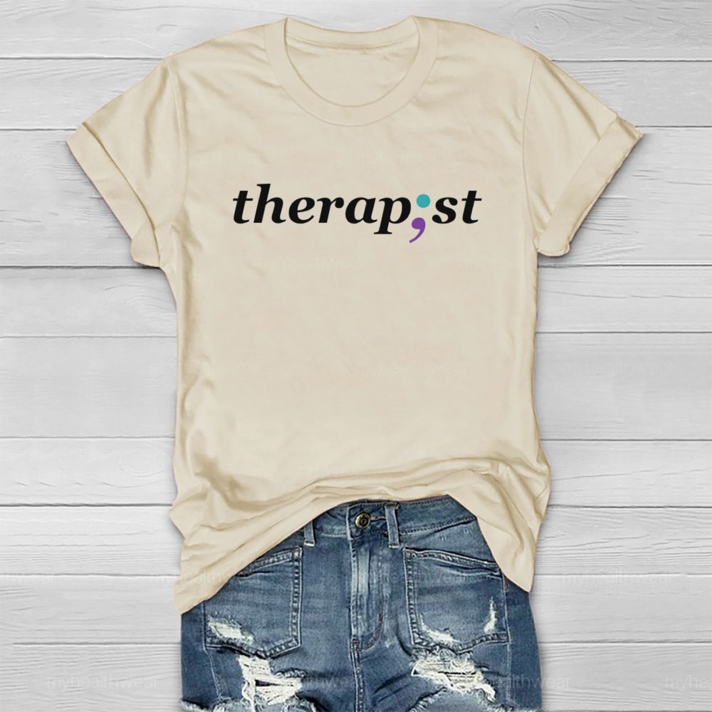 Therapist Blue Purple Comma Healthwear T-shirt