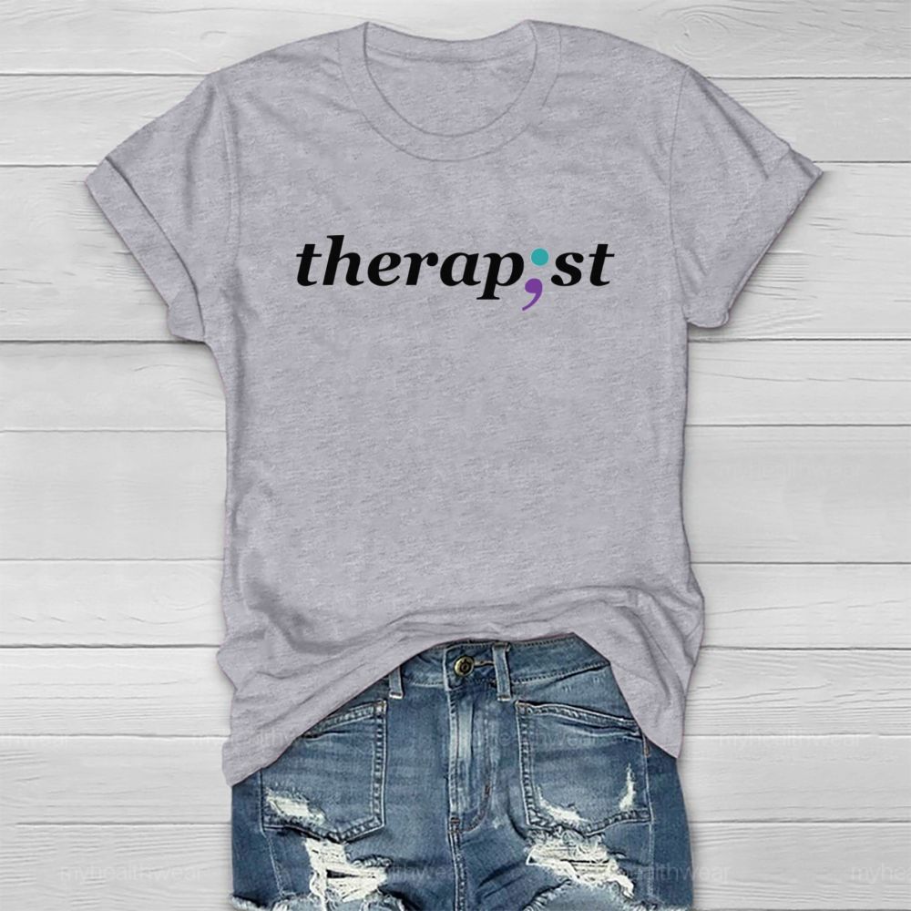 Therapist Blue Purple Comma Healthwear T-shirt
