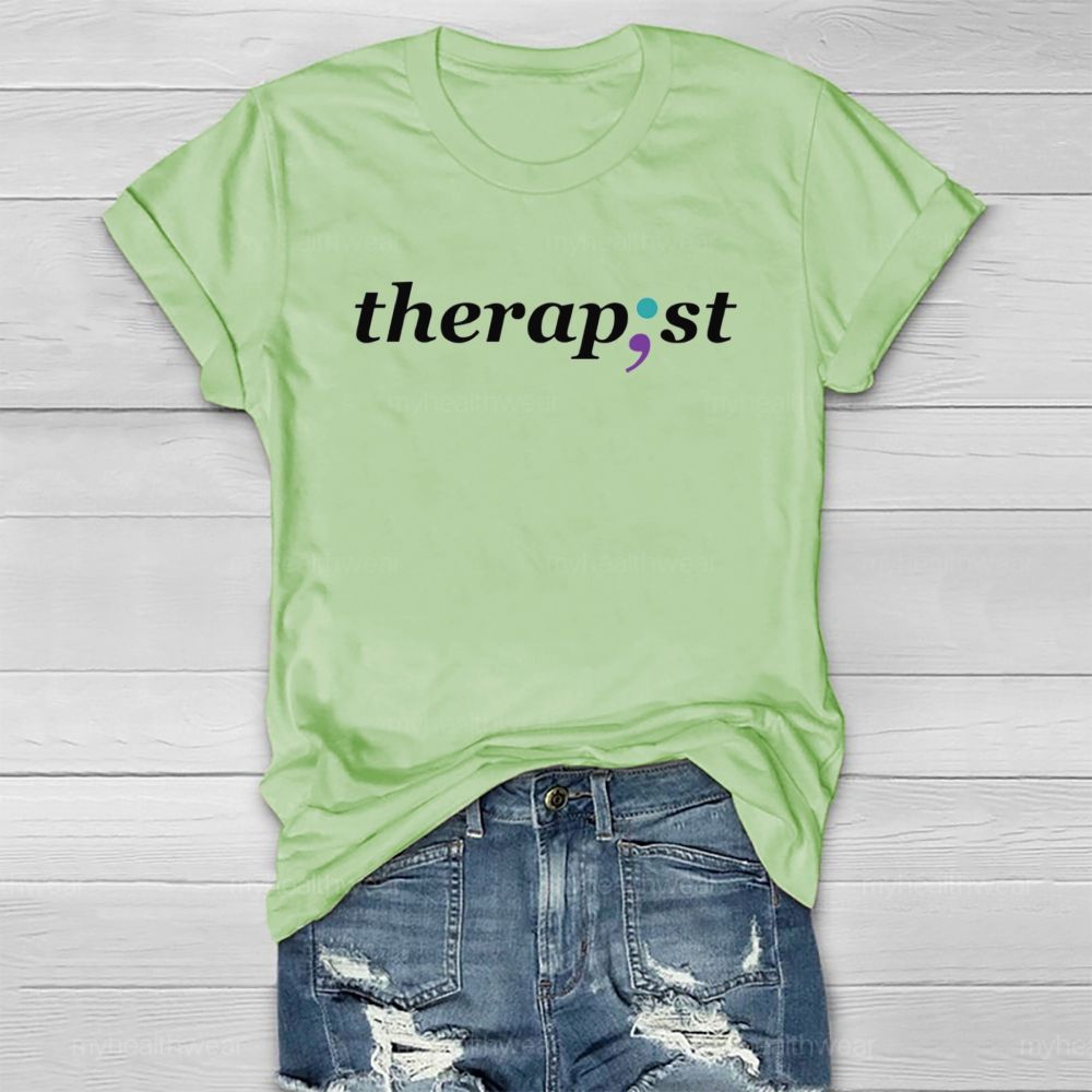Therapist Blue Purple Comma Healthwear T-shirt