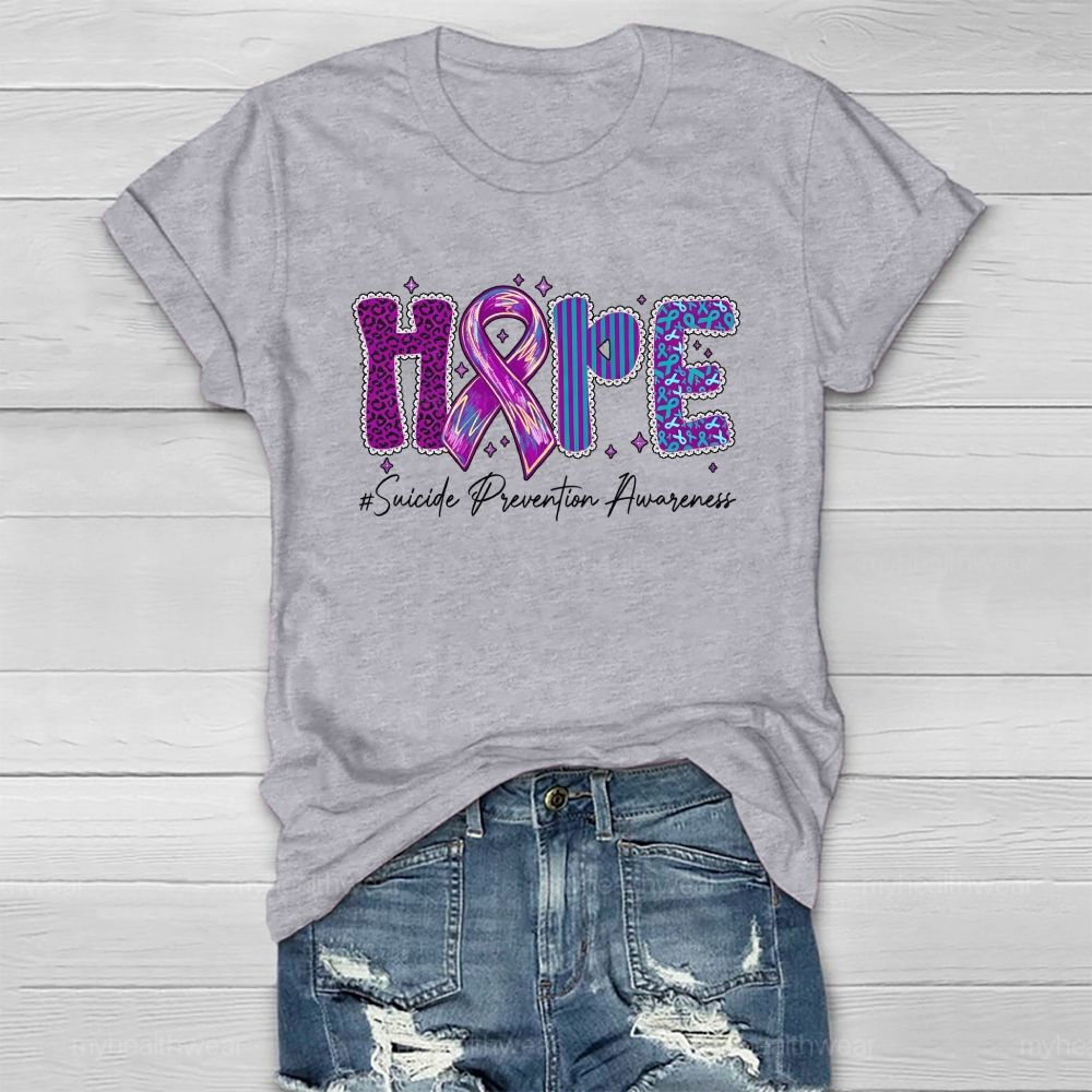 Hope Purple Ribbon Leopard Healthwear T-shirt