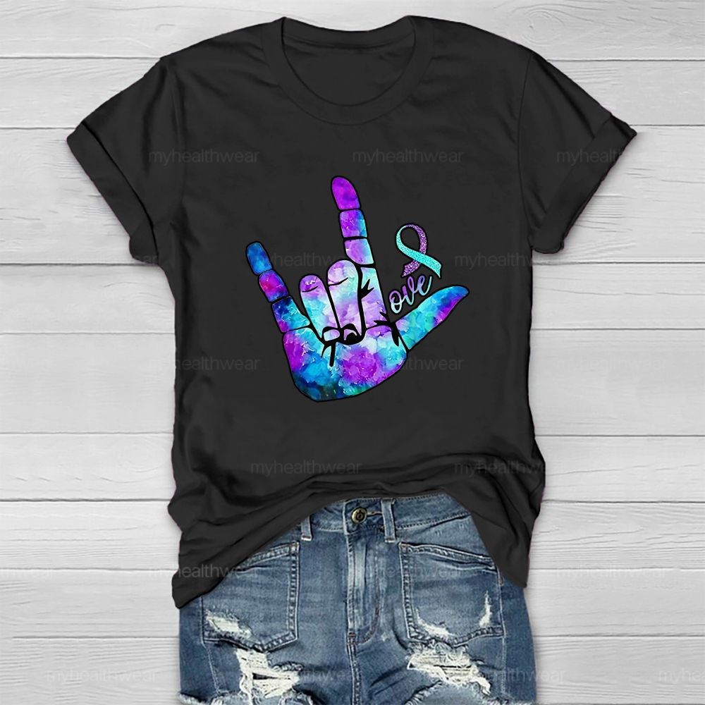 Love Hand Blue Purple Robbin Healthwear T-shirt
