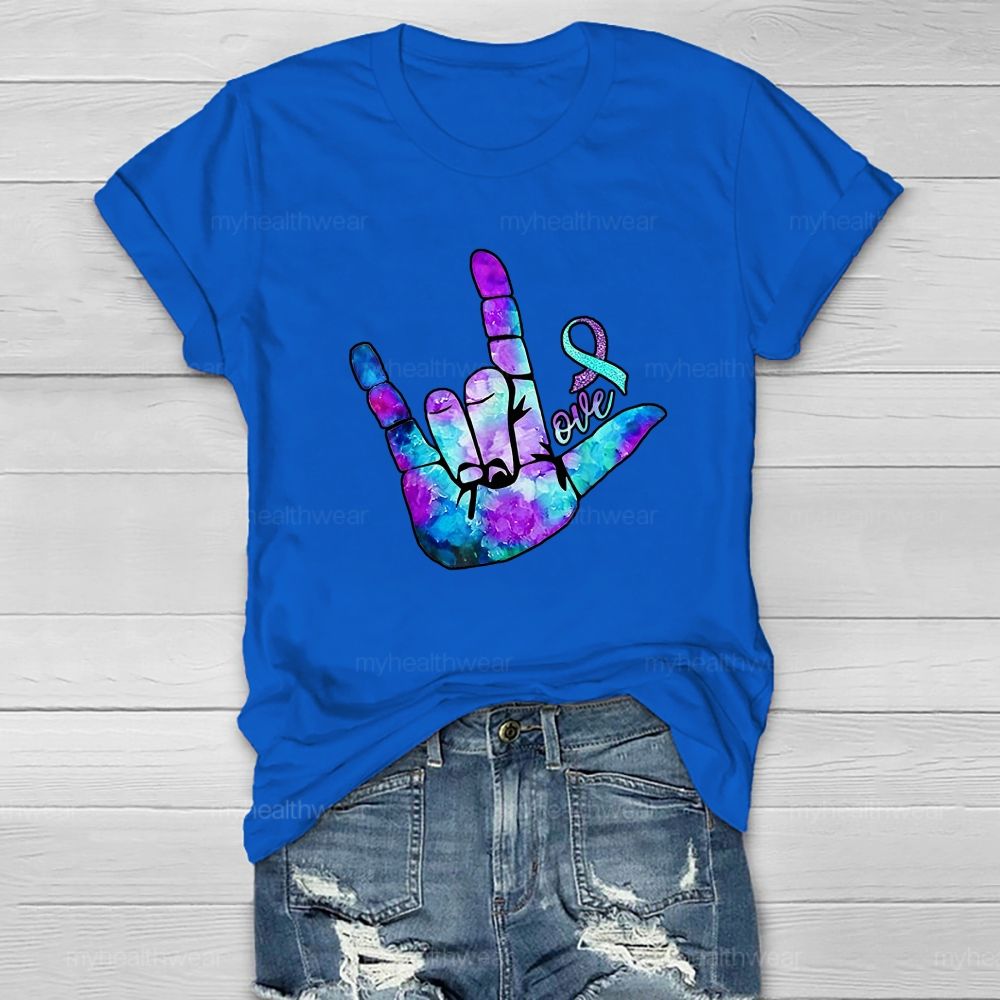 Love Hand Blue Purple Robbin Healthwear T-shirt