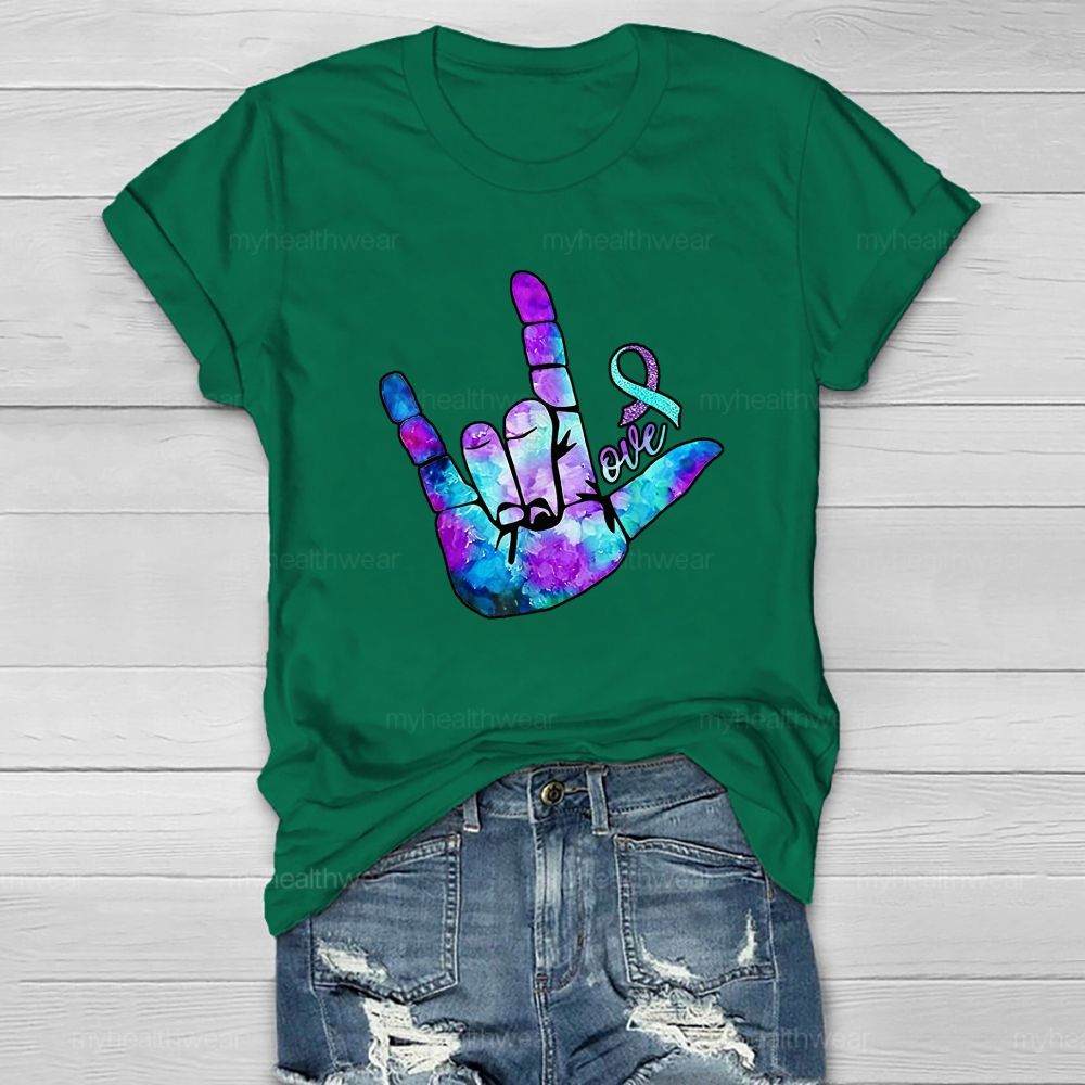 Love Hand Blue Purple Robbin Healthwear T-shirt