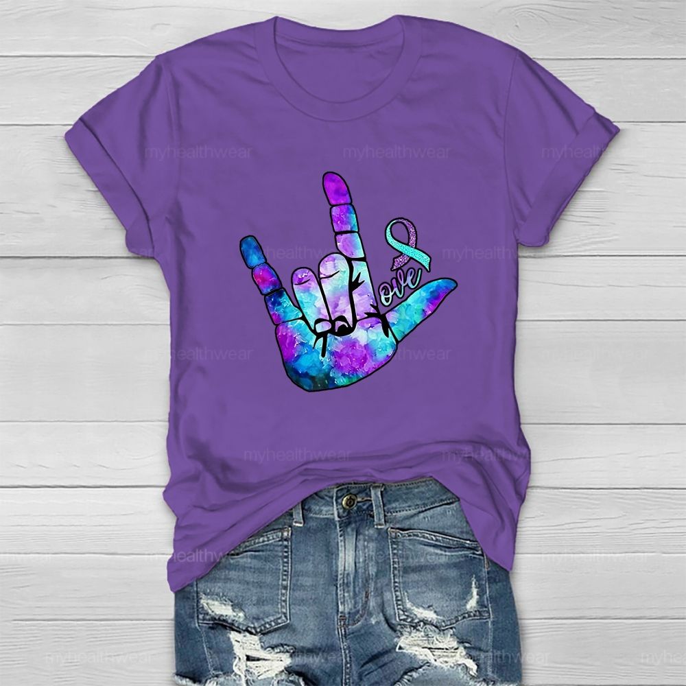 Love Hand Blue Purple Robbin Healthwear T-shirt
