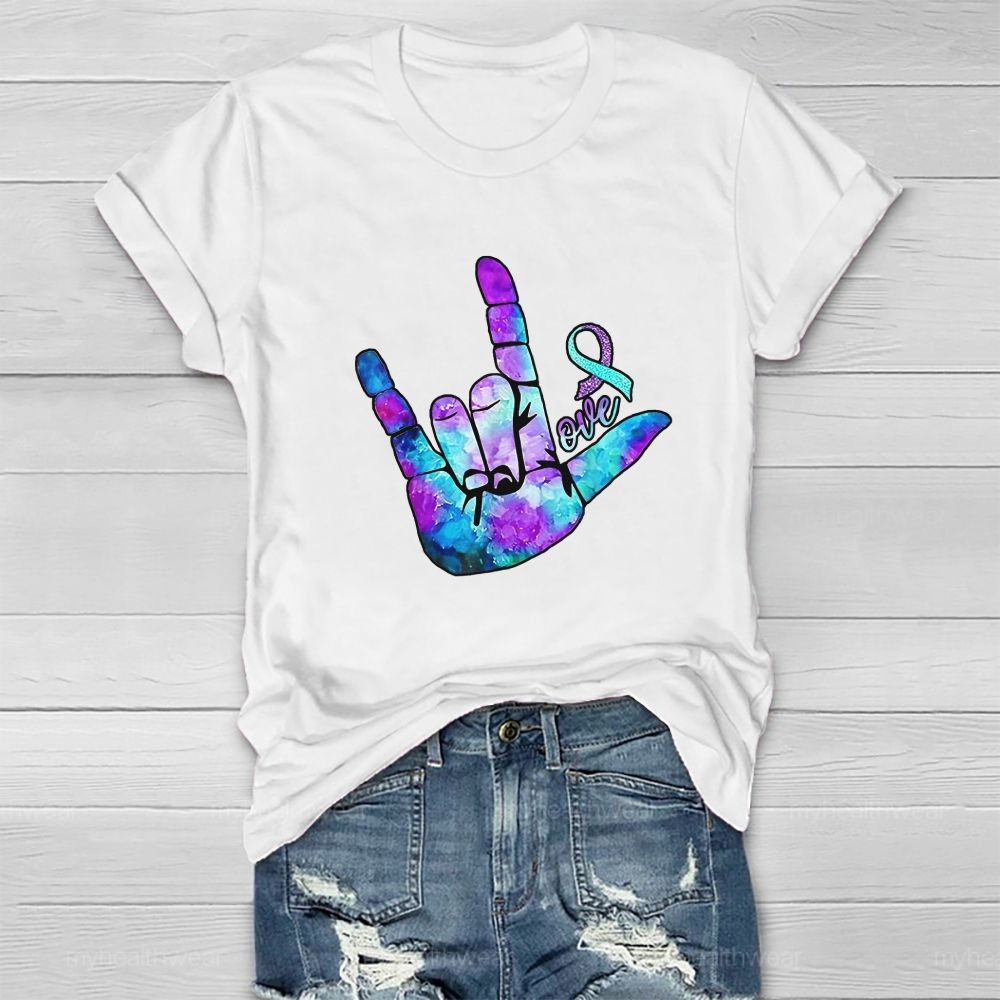 Love Hand Blue Purple Robbin Healthwear T-shirt