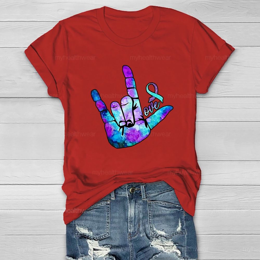 Love Hand Blue Purple Robbin Healthwear T-shirt