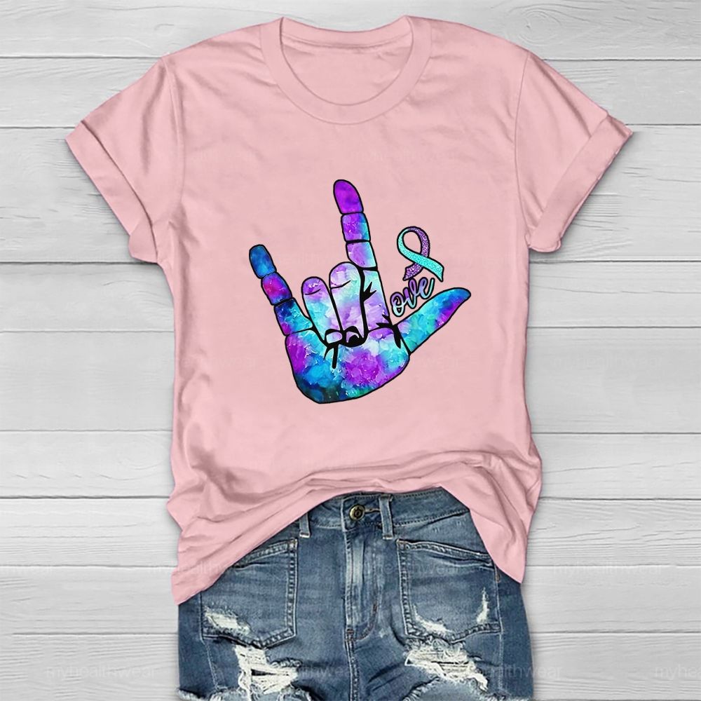 Love Hand Blue Purple Robbin Healthwear T-shirt