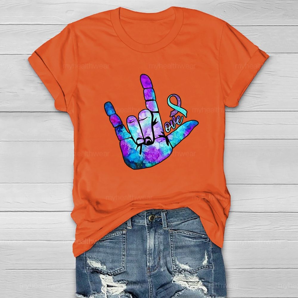 Love Hand Blue Purple Robbin Healthwear T-shirt