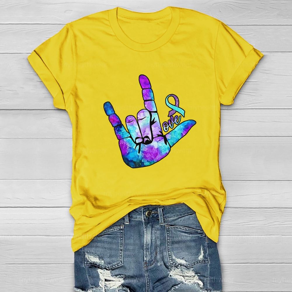 Love Hand Blue Purple Robbin Healthwear T-shirt