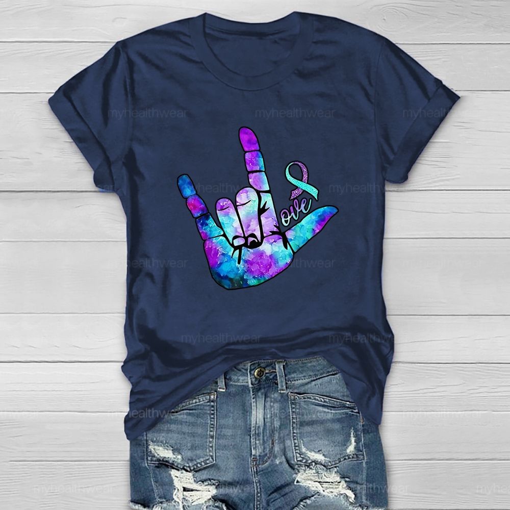 Love Hand Blue Purple Robbin Healthwear T-shirt