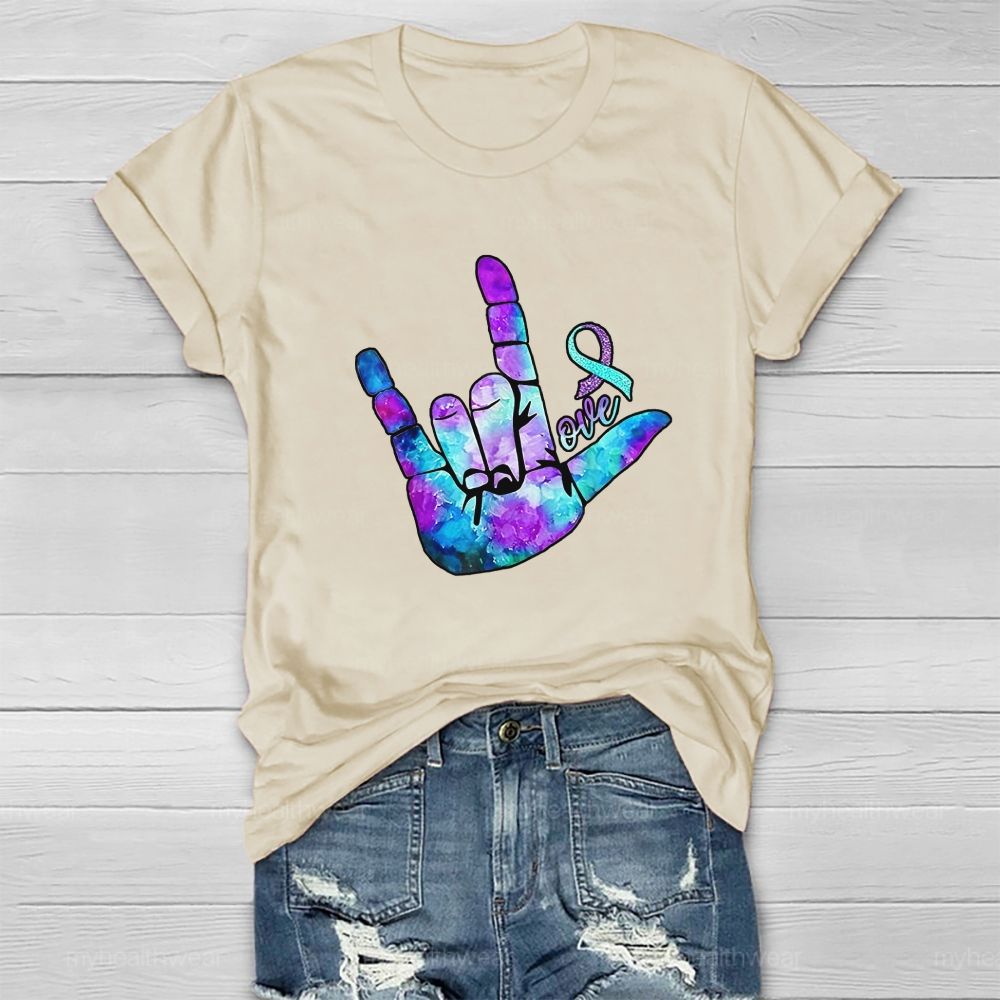 Love Hand Blue Purple Robbin Healthwear T-shirt